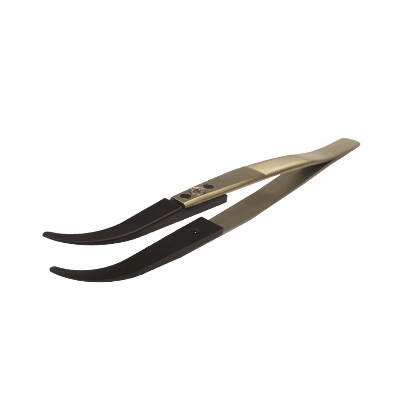 Precision Tweezers - Replaceable Polymer Tip Tweezers - M2B-SA - Stainless Steel Handle - Curved Round Tip Precision Tweezers - Replaceable Polymer Tip Tweezers - M2B-SA - Stainless Steel Handle - Curved Round Tip