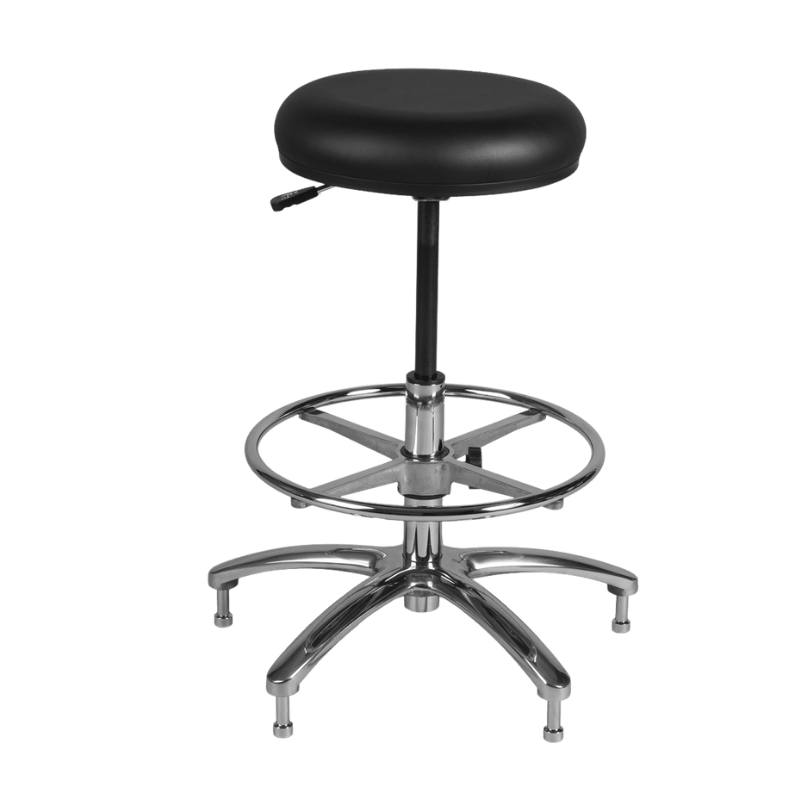 Technical S1 Cleanroom Stool - Footring - Aluminium Base - Metal Glides - Black Technical S1 Cleanroom Stool - Footring - Aluminium Base - Metal Glides - Black